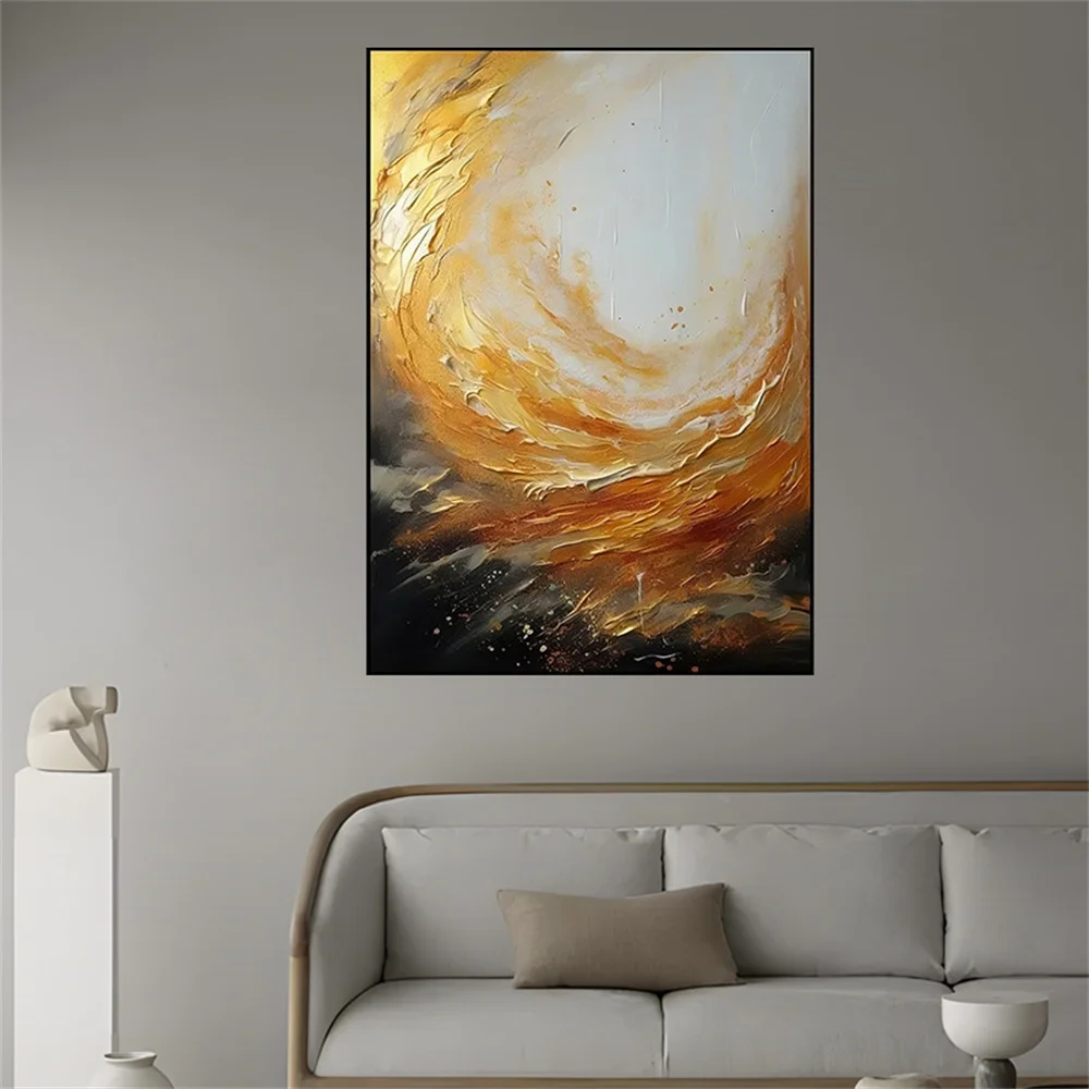 

Abstract Oil Painting With Green Gold Vertical Stripes Modern Wall Art Picture 100% Handpainted Canvas Poster Decor Home Life