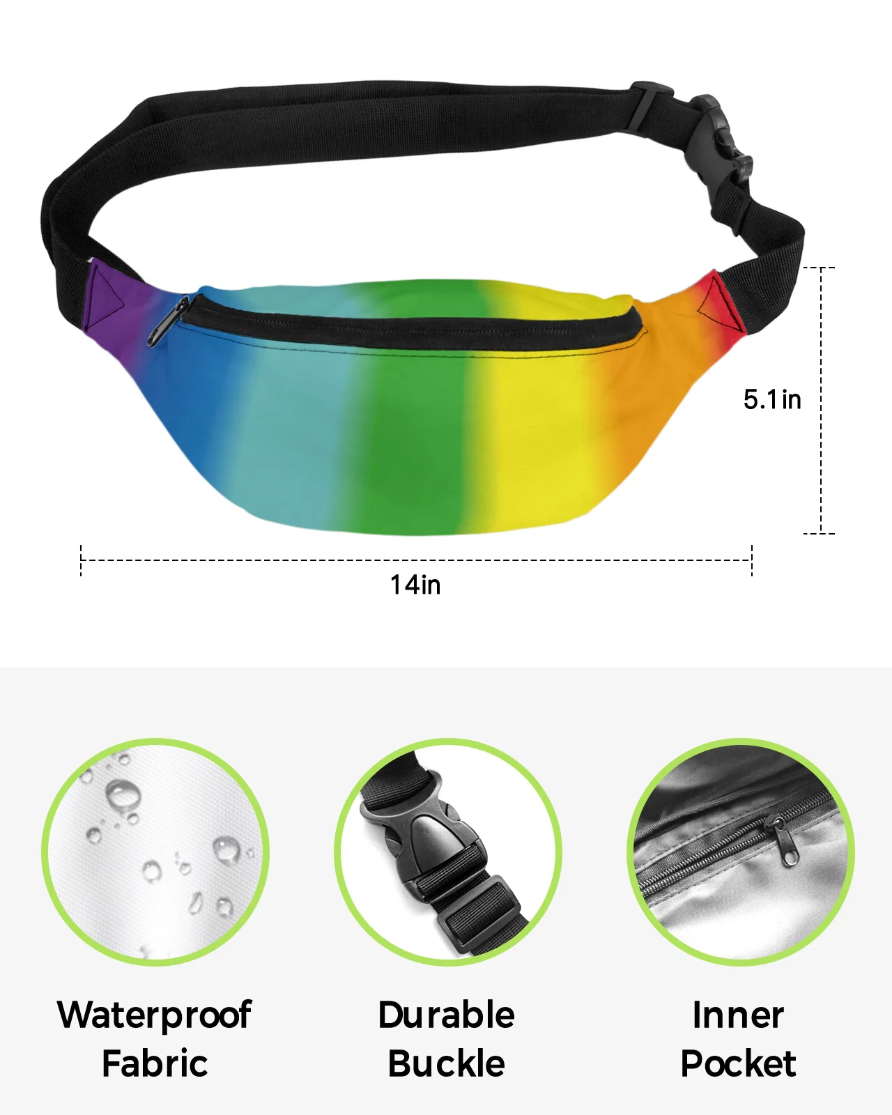 Rainbow Colorful Stripes Waist Bags for Women Man Travel Shoulder Crossbody Chest Bags Waterproof Fanny Pack