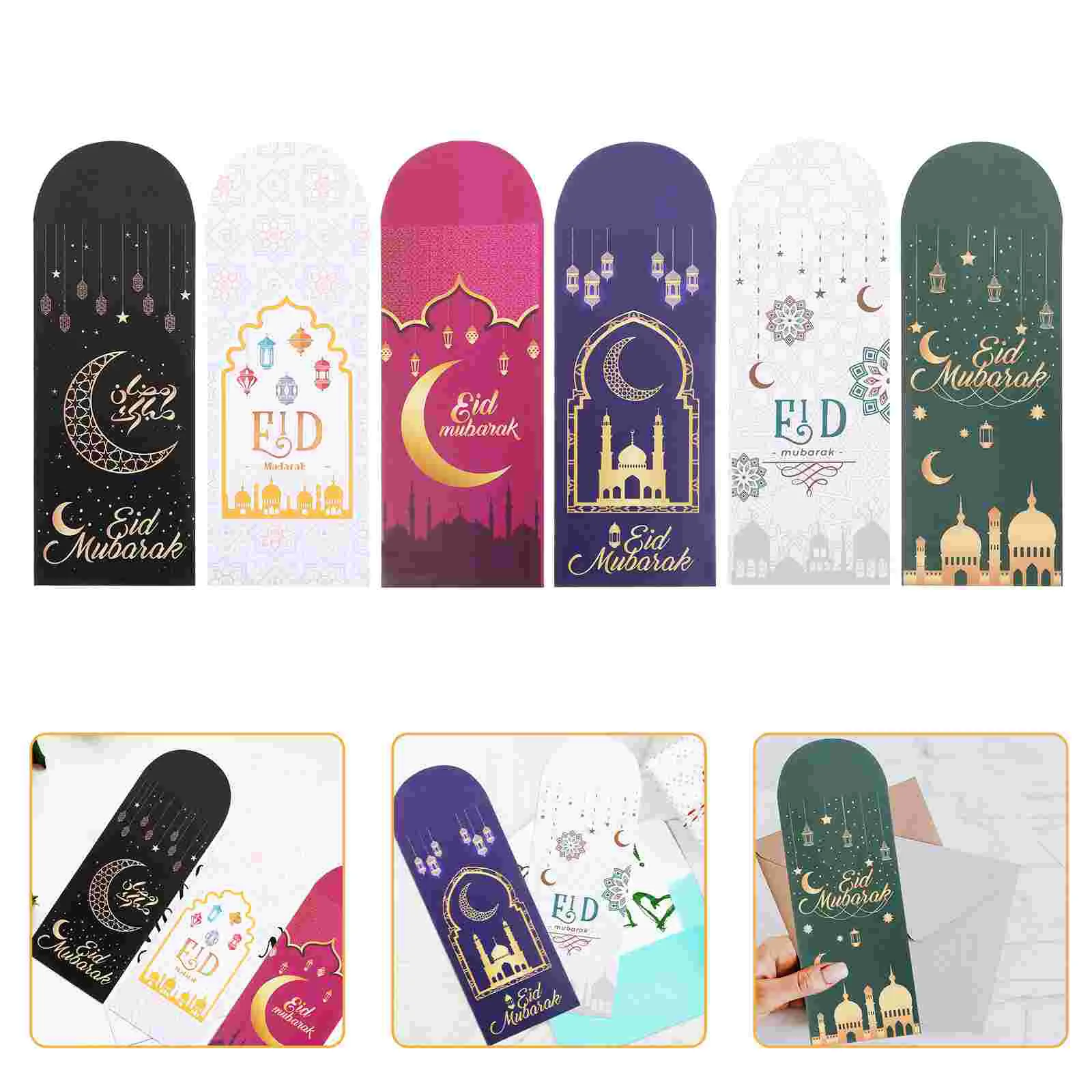 

Red Envelope Bag Receipt Envelopes Eid Mubarak Pattern Paper Blessing Cards Cash Holder Gift