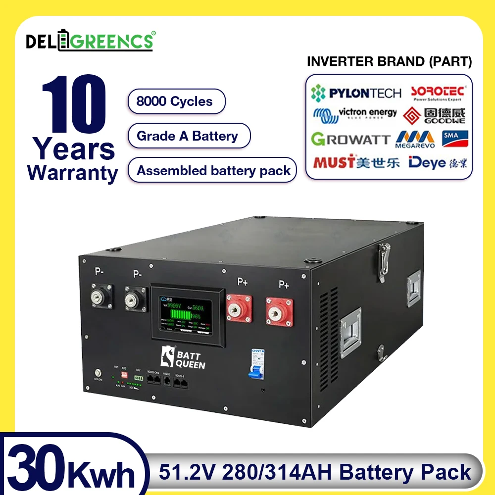 

LiFePO4 Battery Pack MB31 EVE330Ah 30Kwh Akku Pre-assembled 51.2V Lithium 16S 200A BMS 8000 Cycle CAN RS485 Solar Storage System