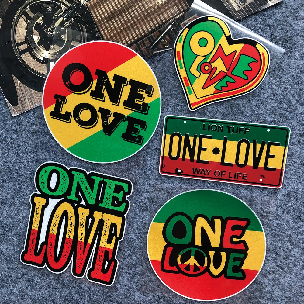 Vintage Rasta ONE LOVE Vinyl Reflective Car Stickers Decor Motorcycle Motor Bike Scooter Auto Body Windshield Deacl Accessories