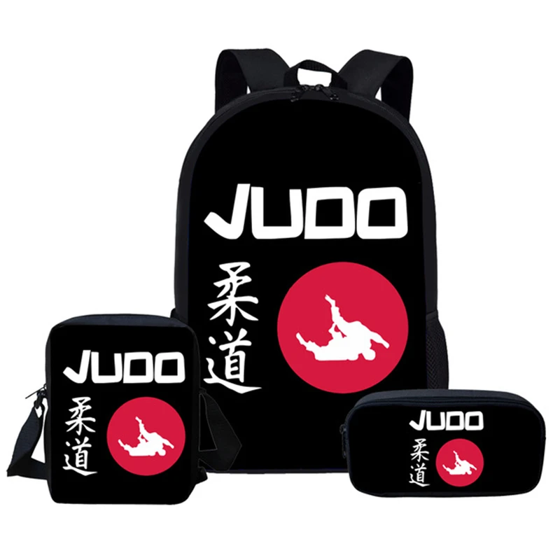 Hip Hop jugendlichen Judo 3D-Druck 3 teile/satz Student Reisetaschen Laptop Daypack Rucksack Umhängetasche Bleistift Fall