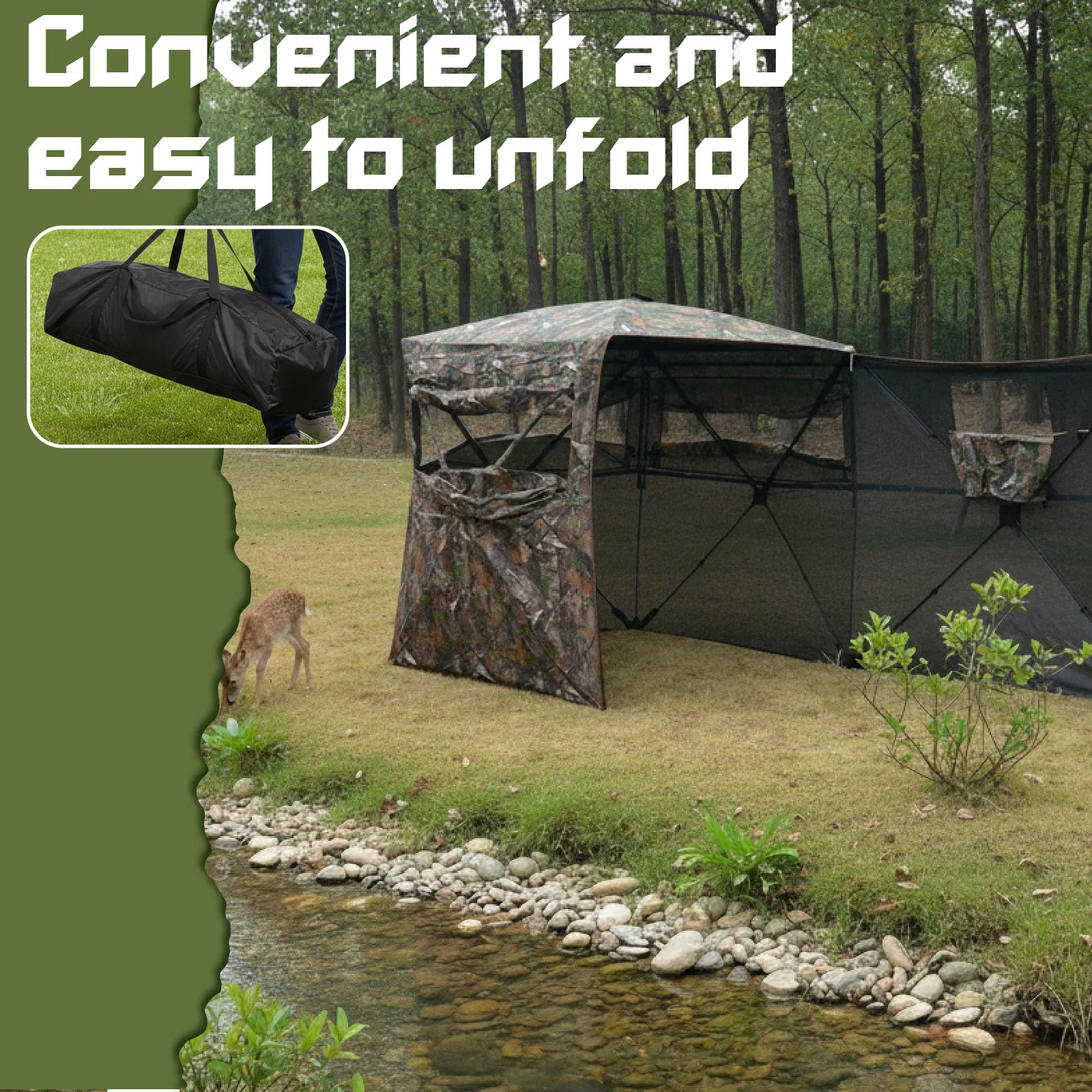 Camouflage Pop-Up Hunting Blind Easy Setup Ground Shelter Outdoor Camo Blind with Storage for Deer Turkey Duck Archery Season view 5