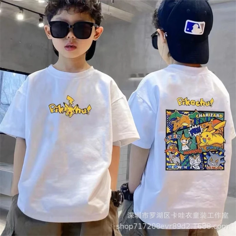 

Pikachu Kids Cotton Short Sleeve Tee, Trendy Print Summer Top for Boys & Girls