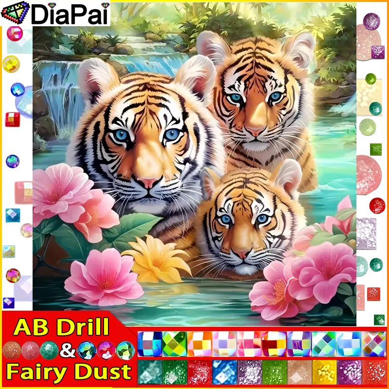 

DIAPAI Fairy Dust AB Diy полная квадратная круглая дрель 5D алмазная живопись Алмазная вышивка "Цветок тигра" домашний декор подарок