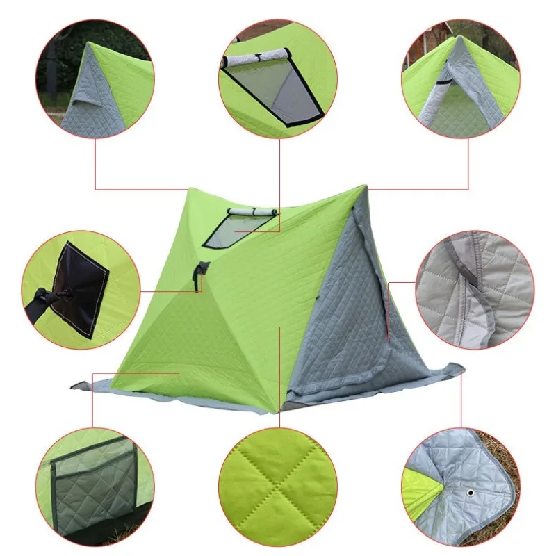 Winter-Ready Single Person Triangle Insulated Tent – Windproof Snow Shelter for Ice Fishing & Snow Camping, Compact Portable