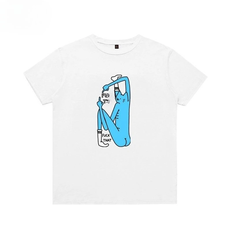 تي شيرت Dutch Skateboarder Villain Blue Stained Cat تي شيرت I Spoof قطن مطبوع بأكمام قصيرة للرجال