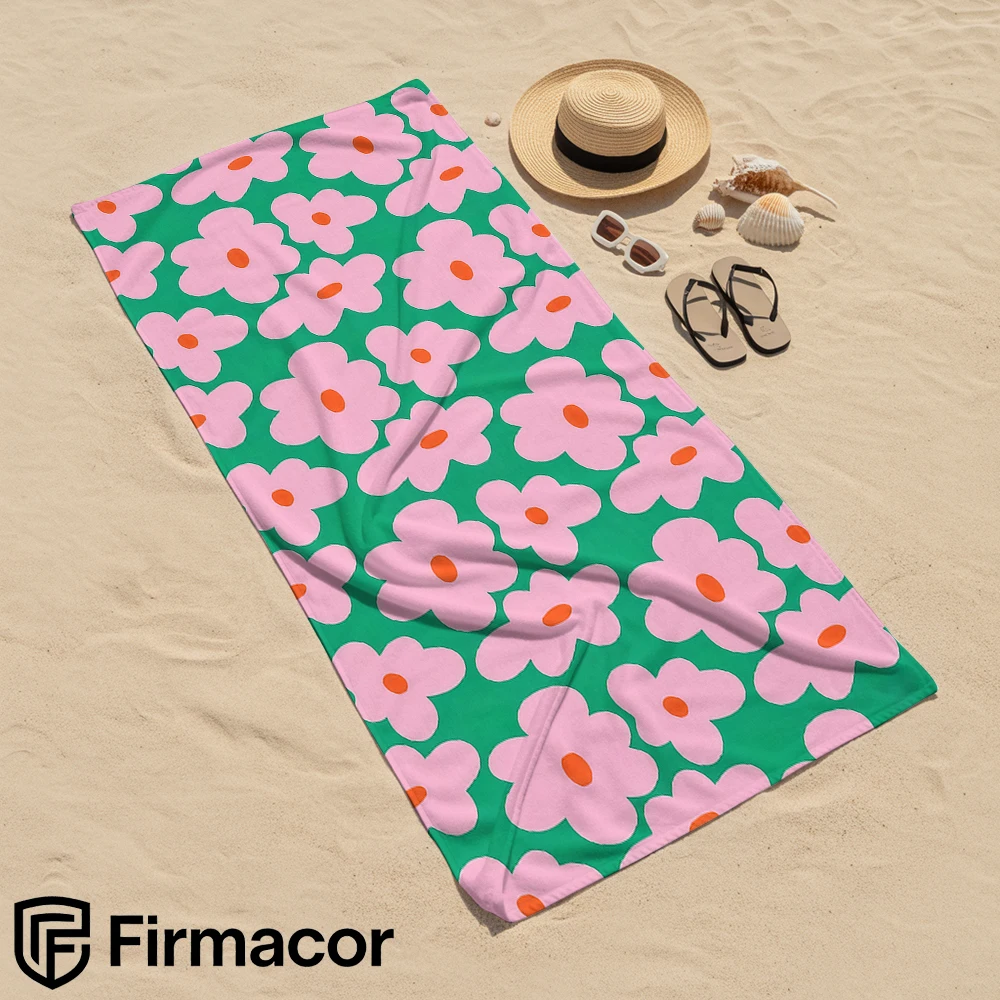 

Y2K Pink Floral Soft Portable Travel Towel Unisex Ultra Lightweight Microfiber Oversized Sand Free Quick Dry Beach Towel