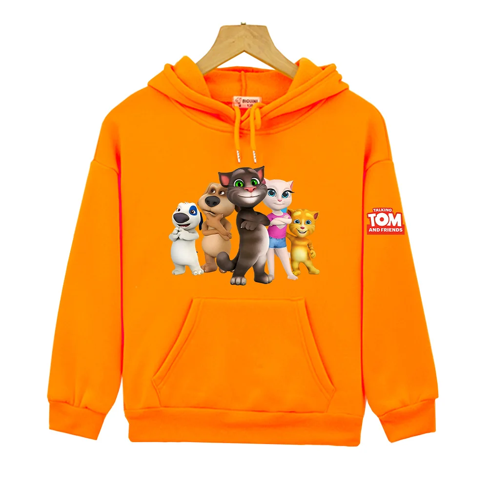 Cute Boys Girls Children's Clothing Talking Tom and Friends Hoodies Long Sleeve Fleece Pullovers Autumn Winter Loose Sweatshirts