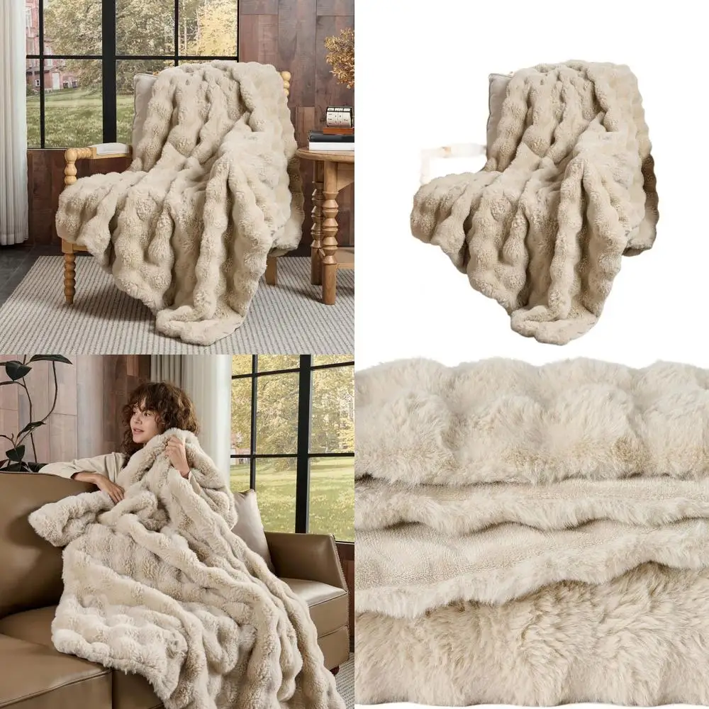 

Luxurious 800 GSM Rabbit Fluff Blanket, Plush & Cozy, Ideal for Couch or Bed, 108x90 Inches