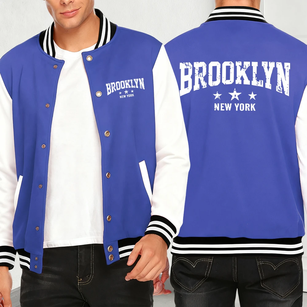 

Brooklyn New York Letter Print Jackets Men Casual Clothing Harajuku Fleece Y2K Menswear Autumn Streetwear Baseball Jersey