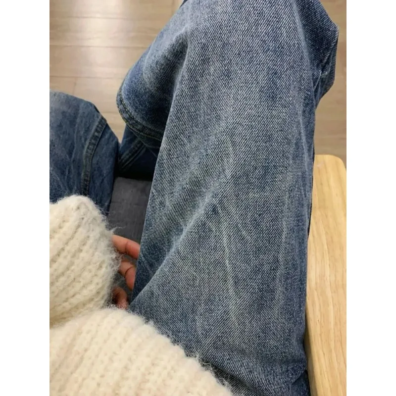 فضفاض عادية الدينيم الجينز ملابس نسائية مستقيم الساق بنطلون مريح اليومية موضة الأزرق غسلها المرأة الجينز Y2k الملابس