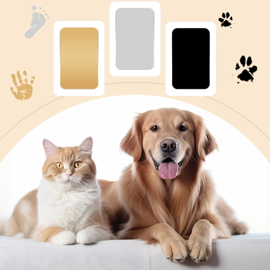 Pet Dog & Cat Paw Print Ink Set Pad Baby Handprints Safe Non-toxic Wash Free Easy Clean Diy Handprints Footprints Pet Souvenirs