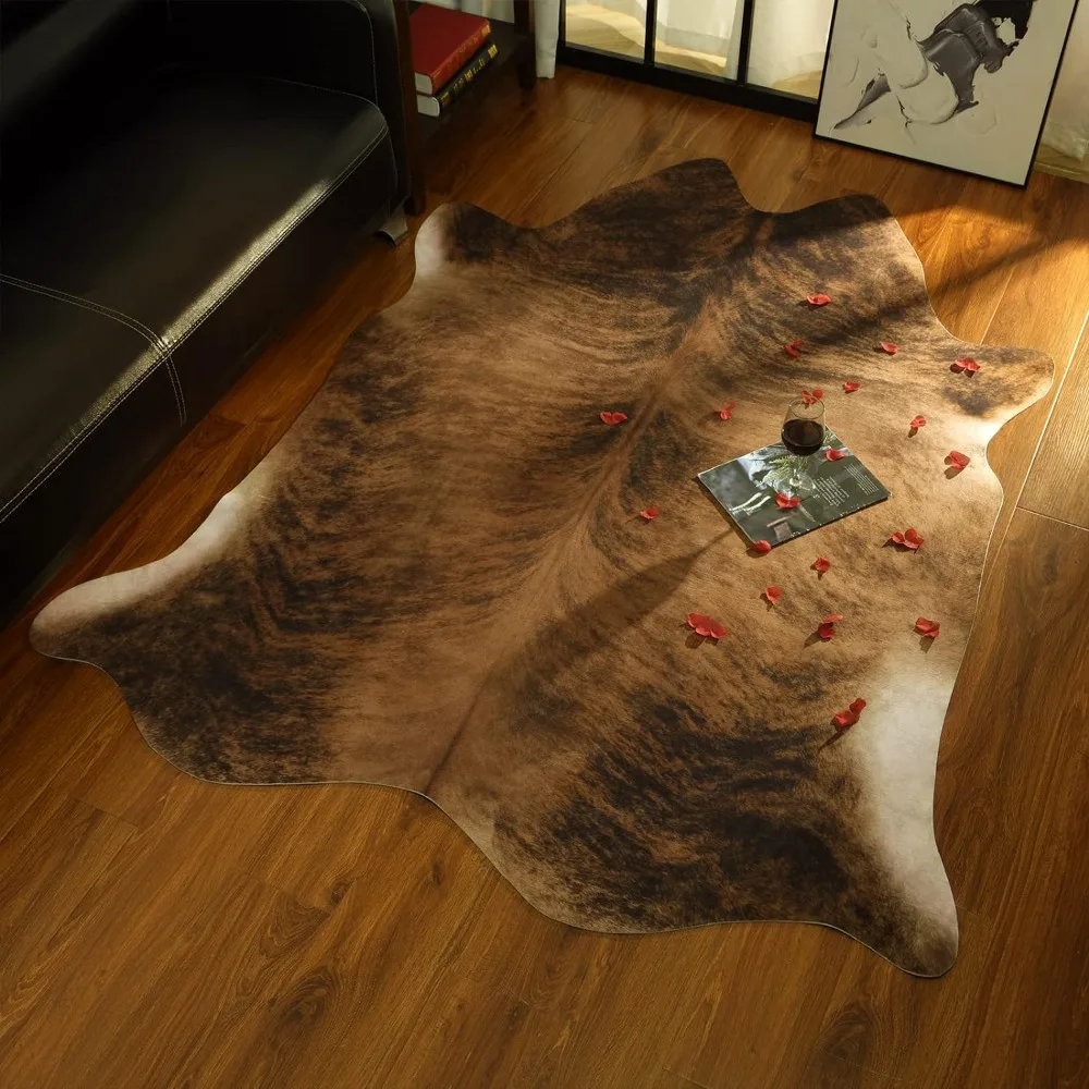 

Premium Cow Retro Cow Hide Rug Rugs for Living Room Animal Ultra-Thin Faux Cowhide Non Slip Area Cow Print Affordable Luxury