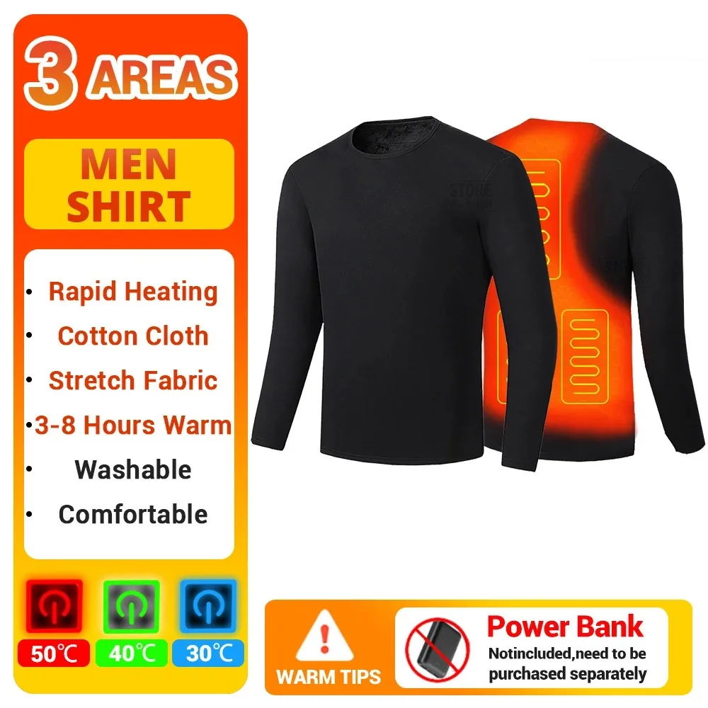 

Men's Ski Suit USB Electric Heating Clothing Men Winter Thermal Heated Jacket Vest Heated Underwear Fleece Thermal Long Johns