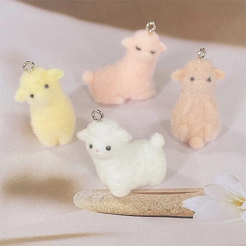 

30PCS 3D Flocking little Sheep Charms Plush Doll Pendant for Necklace Earrings Jewelry Making DIY Handmade Accessories Wholesale