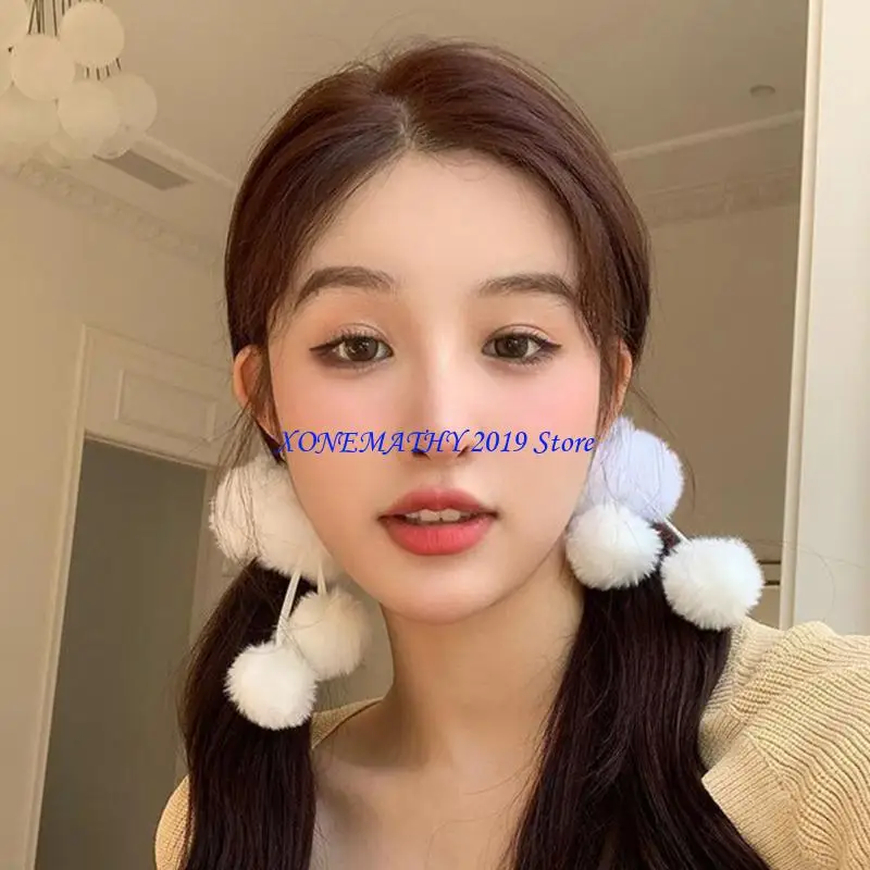 

F42F Plush Резинка для волос Плюшевая резинка для волос с помпоном Резинка для волос с помпоном Резинки для волос с кольцами
