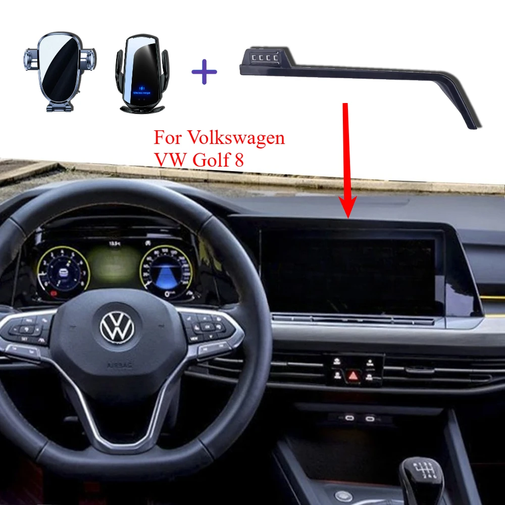 ل Volkswagen VW Golf 8 حامل هاتف السيارة MK8 2021 2022 20223 شاشة ثابتة الملاحة قاعدة شحن لاسلكي الملحقات