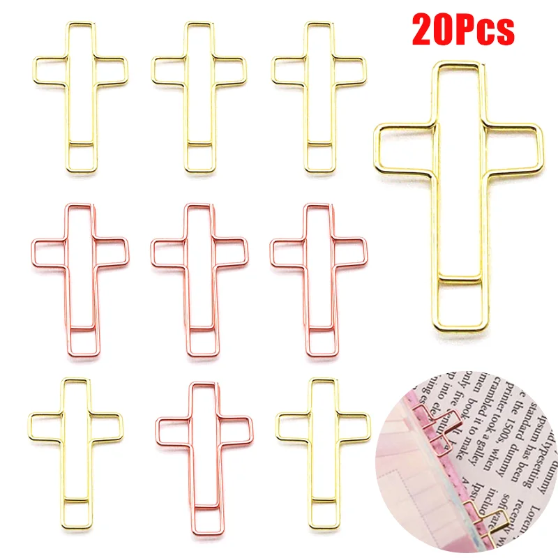 20Pcs Creative Cross Shape Paper Clips Journal Bookmarks Notepad Mark Clip Binder Clips For Reading Kids Student Gifts