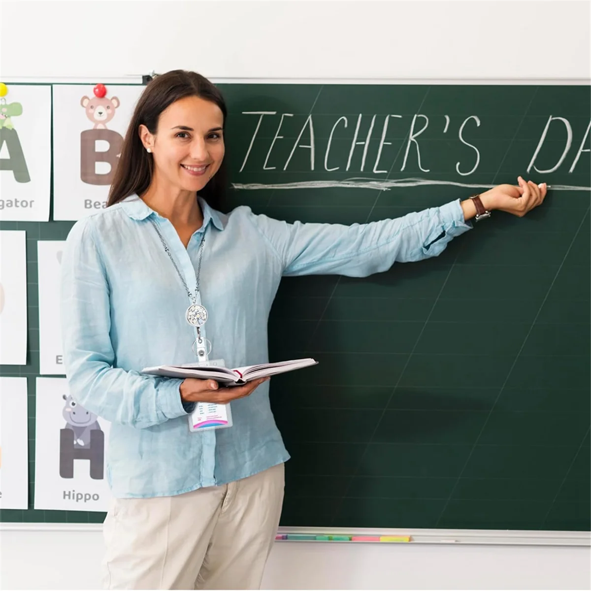 Confezione da 3 cordini da donna per badge identificativi con porta badge identificativo da 6 pezzi per cordini da crociera da donna in acciaio inossidabile Glitter-AB09