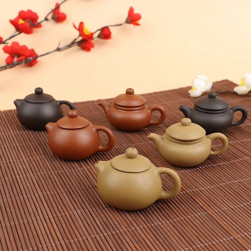 1Pc Purple Clay Finger Teapot Tea Pet Pocket Tea Set Ornaments Tea Decoration