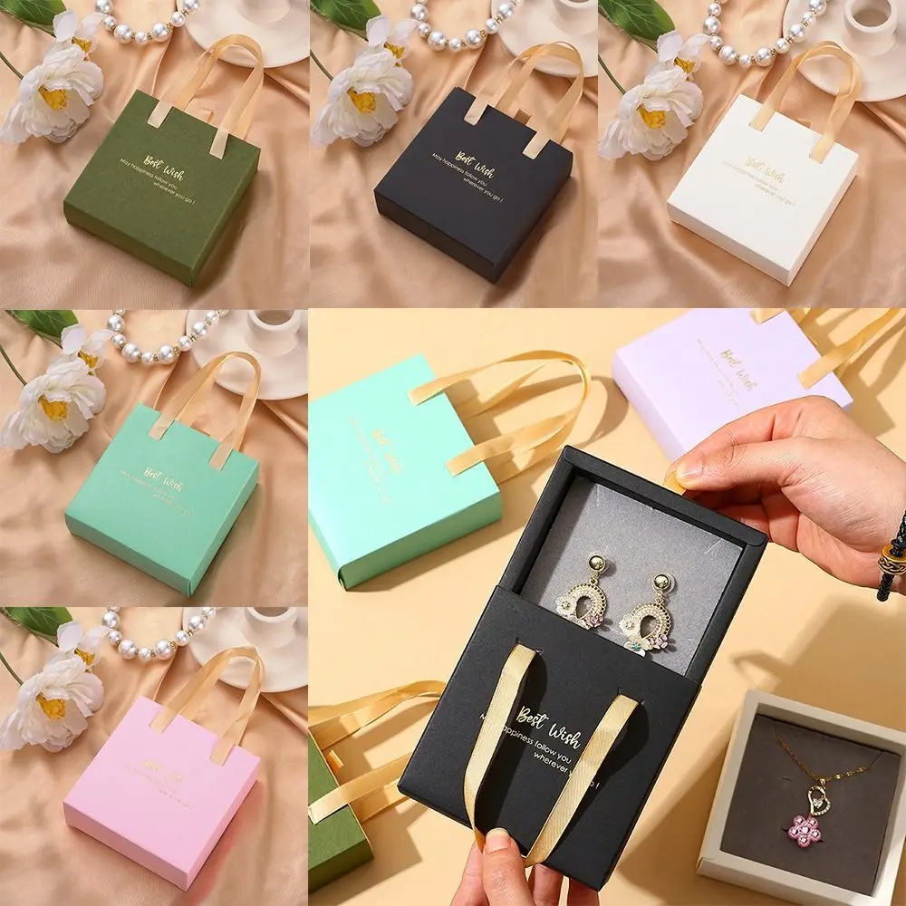 Necklace Carton Jewelry Drawer Box Paper with Handle Packaging Organizer Case Slide Jewelry Storage Jewelry Box Wedding Travel