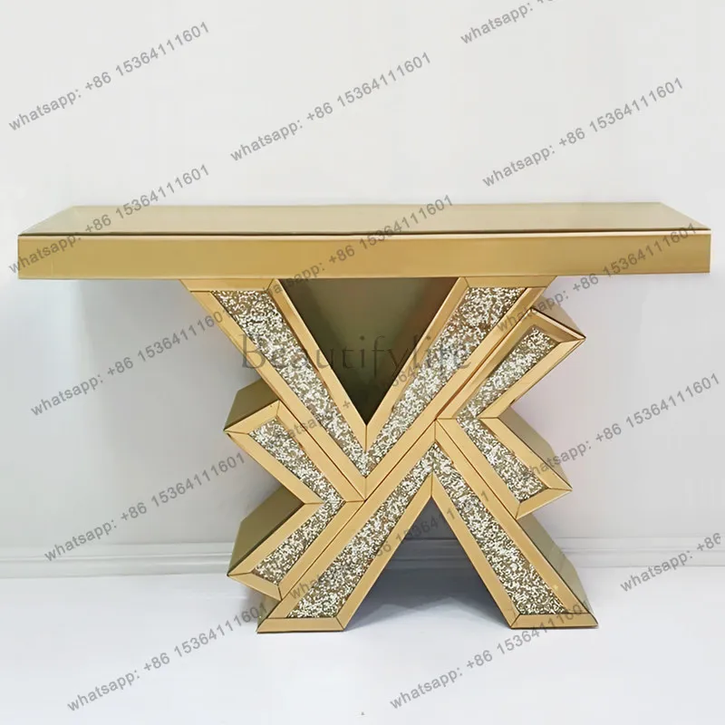 YJ European Mirror Entrance Table Cabinet Modern Fashion Hotel Clubhouse Entrance Table End View Table Decorative Cabinet Case S