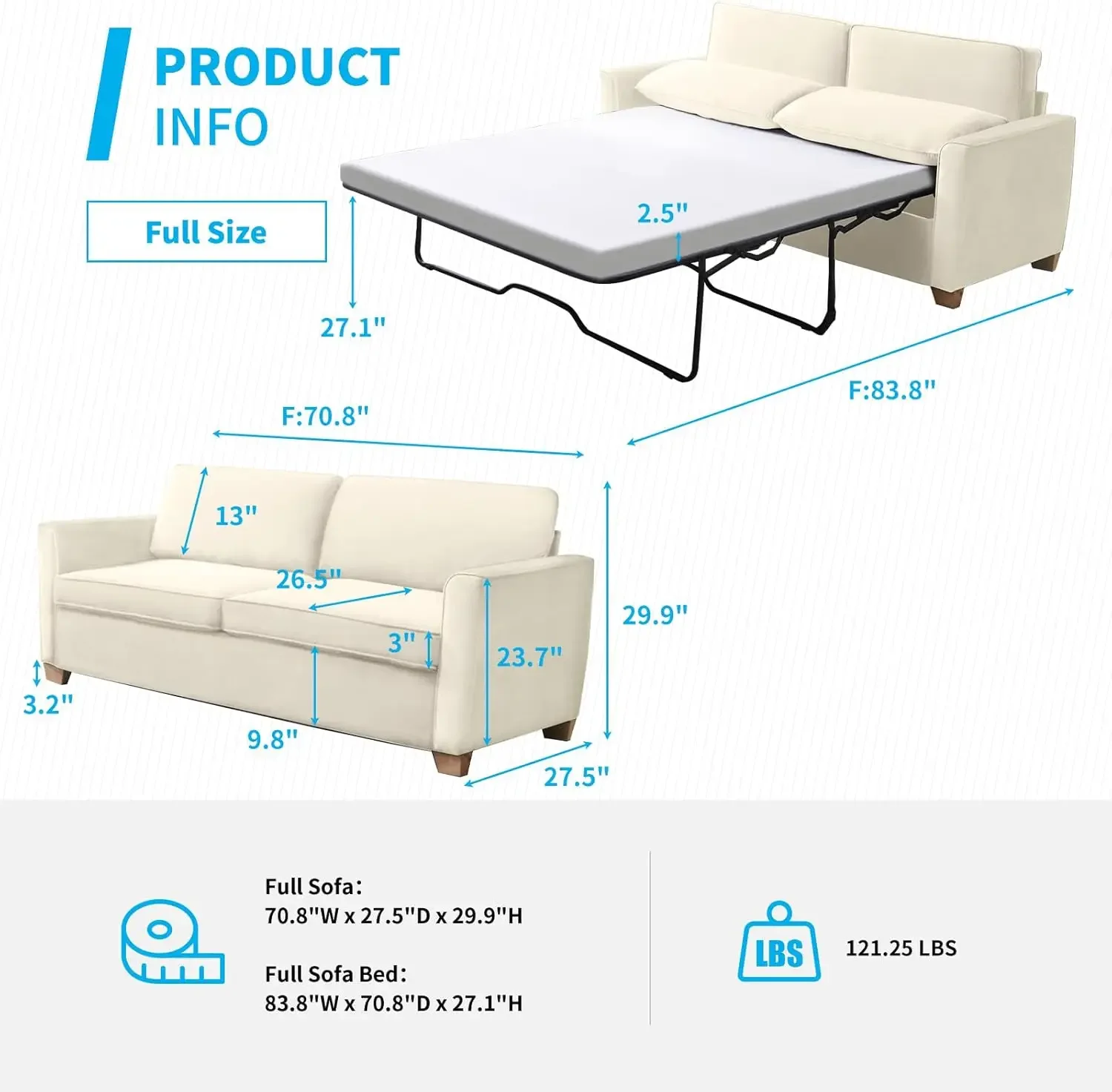 2-in-1 Pull Out Sofa Bed, Full Size Velvet Sleeper Sofa Bed with Folding Mattress, Pull Out Couch Bed for Living Room