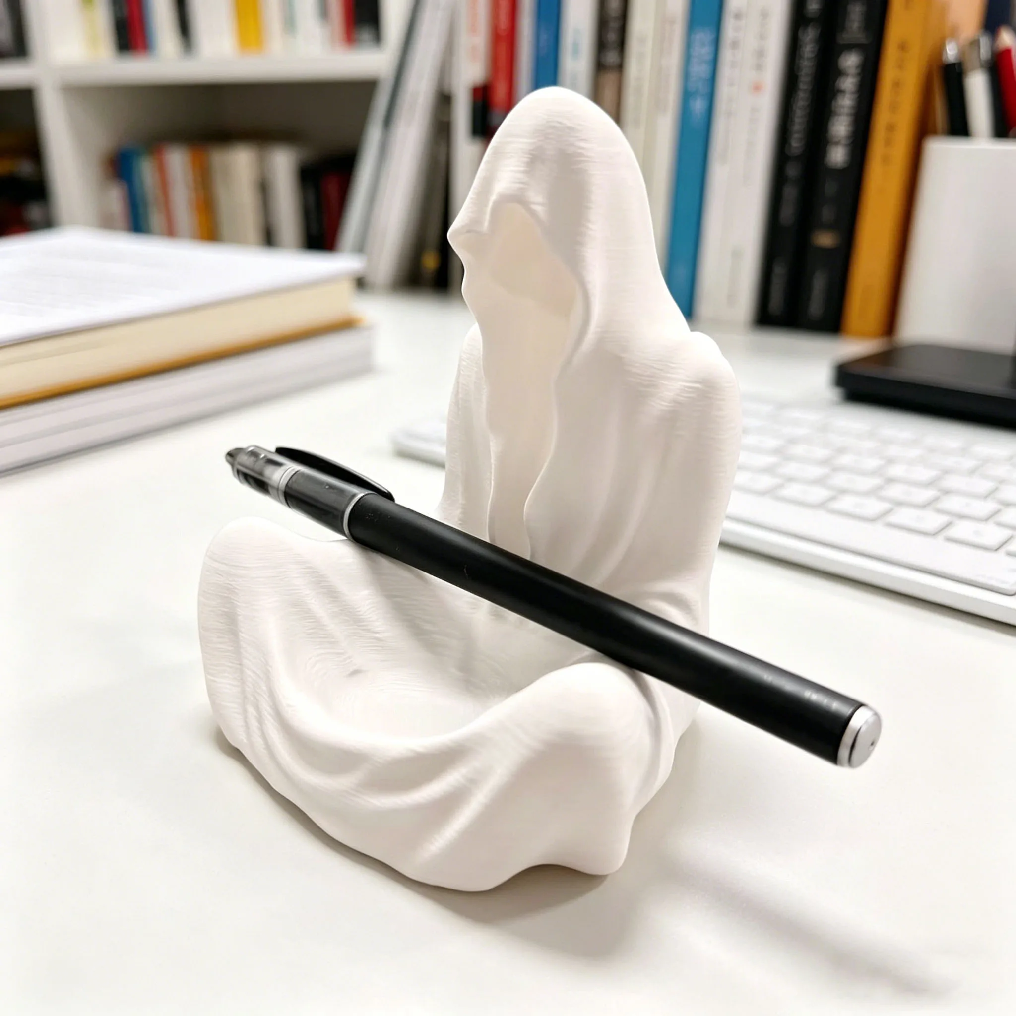 3D Printed Zen-Style Meditation Pen Holder, Personalized Stationery Storage, Creative Niche Artistic Desktop Decoration, Personalized Pen Stand, Single Piece