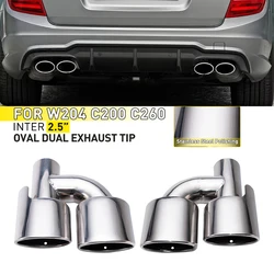 Embout d'échappement double naren acier inoxydable pour voiture, tuyau d'accès argenté, 2.5 Inelt, W204, C200, C260, tuyau d'échappement de silencieux, 1PC