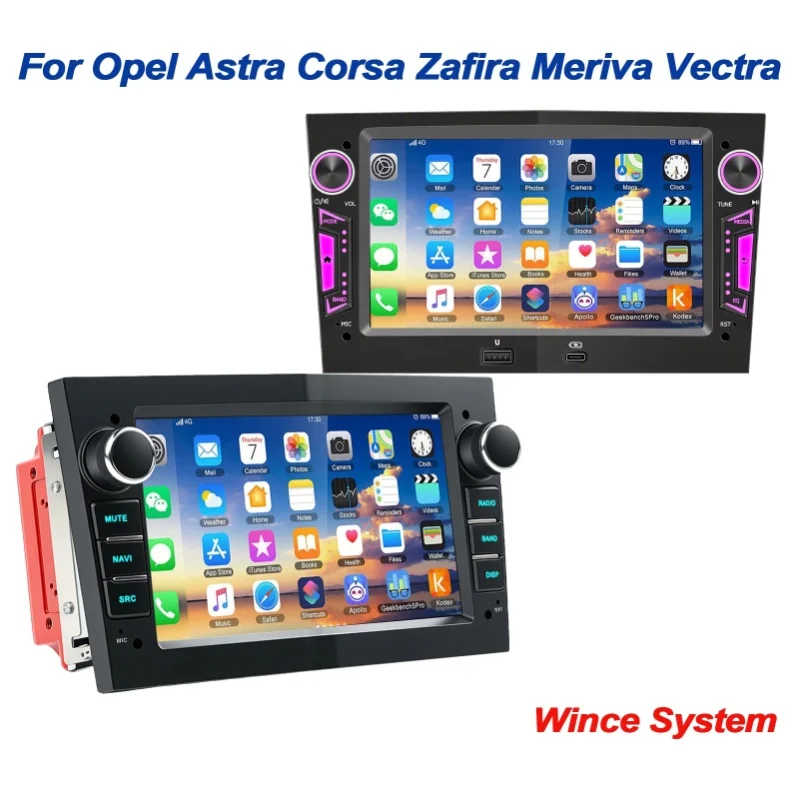 ESSGOO 7" Wince-System, kabelloses Carplay, Android Auto für Opel Astra H, Corsa C/D, Vectra C, Zafira B, Autoradio, GPS-Navigation, FM, BT, WiFi, RDS, SWC, Mirror Link, Multimedia-Videoplayer,