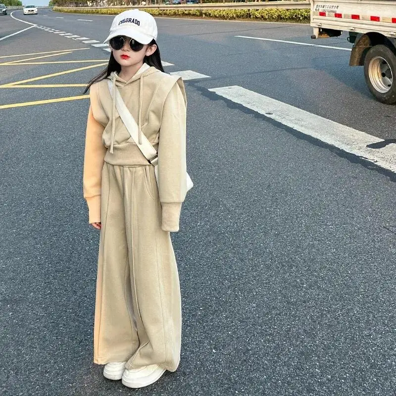 

Kawaii модный спортивный костюм для девочек, комплект со штанами, студенческий осенний повседневный топ с героями мультфильмов, пуловер, длинные штаны, комплект из 2 предметов, детская одежда