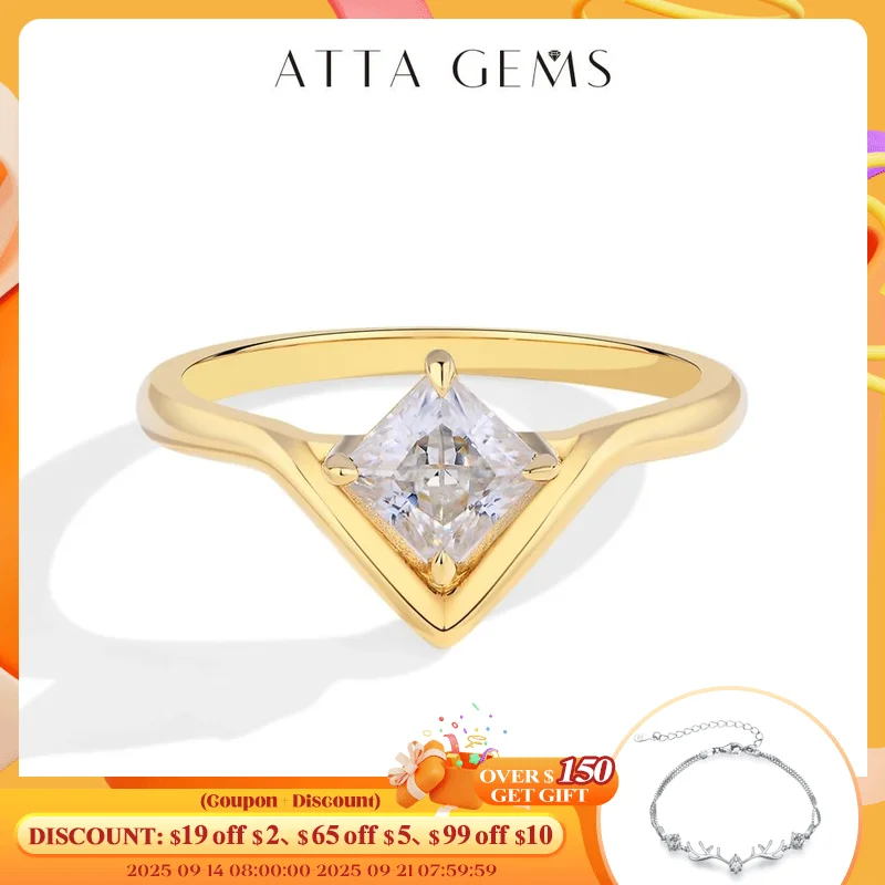 

ATTAGEMS 0.8CT Princess Cut Moissanite Engagement Ring for Women 925 Sterling Silver Wedding Anniversary Fine Jewelry for Unique