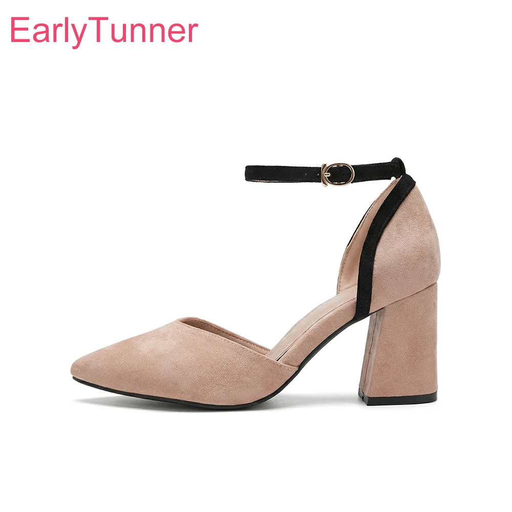 

2026 Summer Elegant Women Sandals Plus Size 43 45 48 High Heel Pointed Toe Ankle Buckle Strap shoes for Office