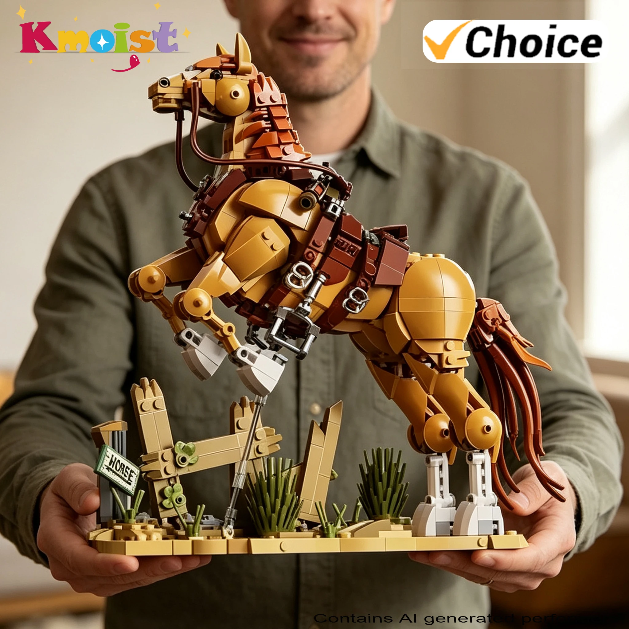 Wild Western Steed Building Blocks Ancient-Style Warhorse Model Kit Collectible Display Assembly Animal Toys Gifts Home Decor