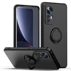 Magnetic Ring Holder Liquid Silicone Phone Case For Xiaomi Mi 12 11 Lite 5G NE 10T 11T Pro Soft TPU Protective Cover Fundas