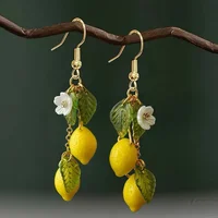 Personalized Lemon Earrings with Long Tassel Summer Fruit Dangle Earrings Versatile Bohemian Jewelry Gift for Women