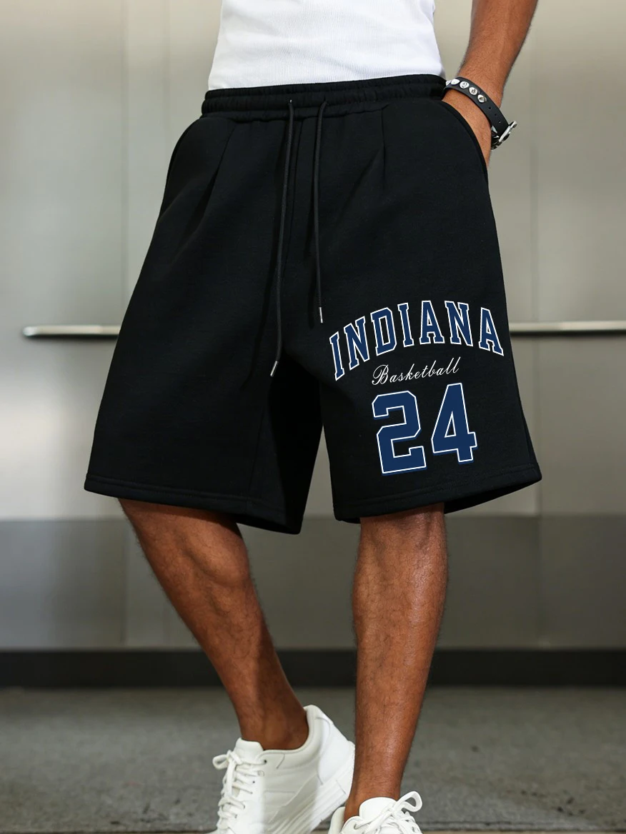 

Indiana Basketball 24 Print Pants Mens Summer Oversize Wide Knee Length Shorts Jogging Pocket Shorts Basics High Waisted Clothes