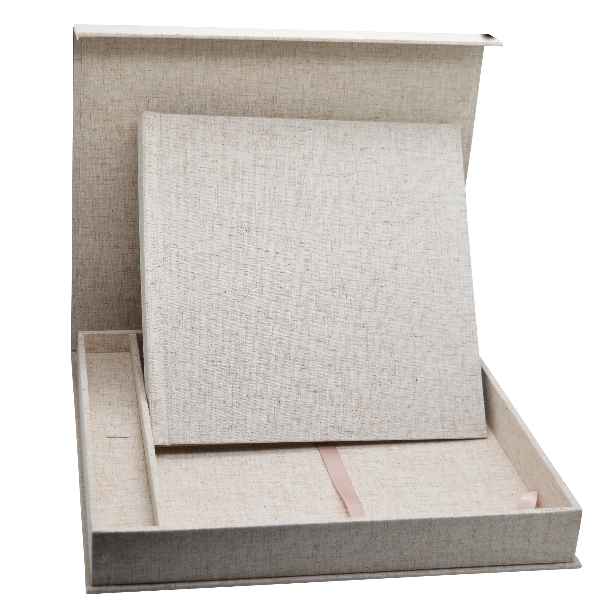 

Customize Magnetic Prints Boxes Linen Photo Print Box With USB Flash Drive Slot Photographer Gift Custom Logo on Cover