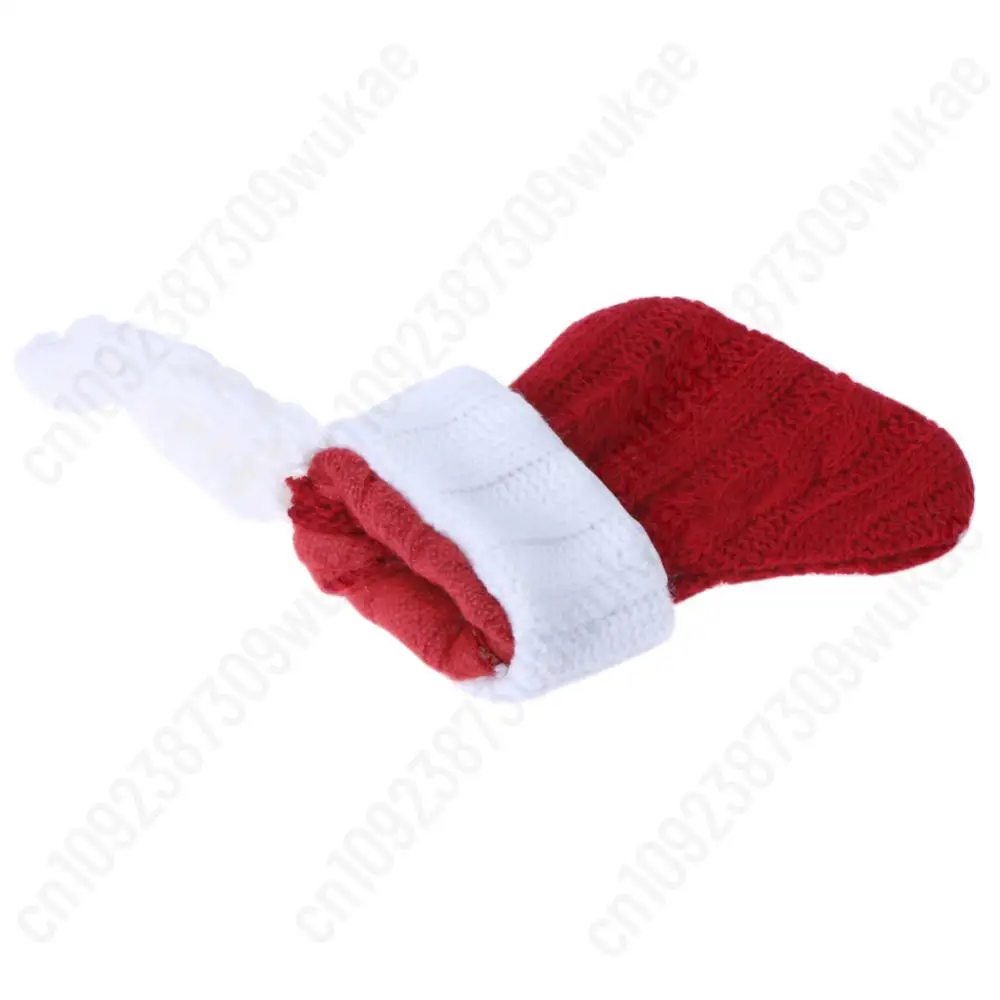 6PCS/Set Mini Christmas Stockings Xmas Party Table Knife Spoon Fork Bag Christmas Sock Decoration Tableware Bag Hanging Ornament