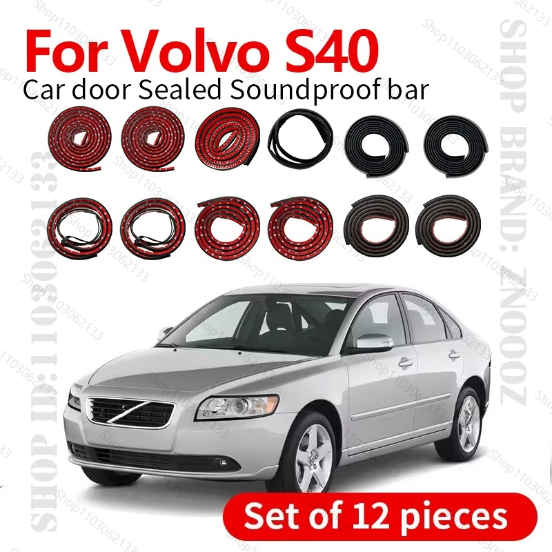 

For 1995-2012 Volvo S40 Car Door Seal Strip Rubber Double Layer Sealing Protector Soundproof Dustproof Seal Strip 12PCS Set