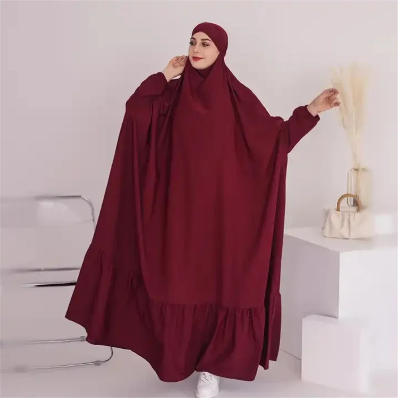 Prayer Garment Women Muslim Khimar Hijab Long Maxi Dress Loose Kaftan Islamic Burqa Kaftan Full Cover Arab Robe Ramadan Clothing