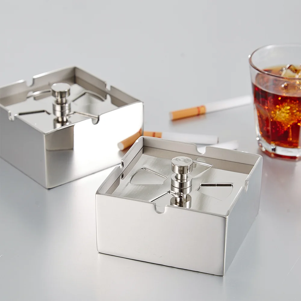 Stainless Steel Ashtray Creative Detachable Windproof Square Ashtray Artware Decoration For Room Party Restaurant Bar Cafe Hotel