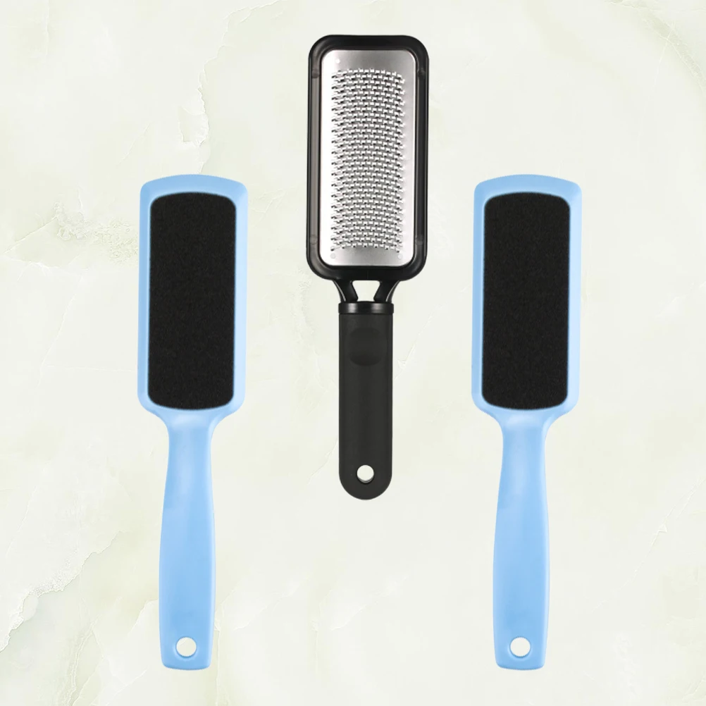 

3 шт., шлифовальный инструмент для ног, пилочки для педикюра, двухсторонний прочный инструмент для ухода за ногами, светло-голубая наждачная бумага, профессиональная нержавеющая сталь