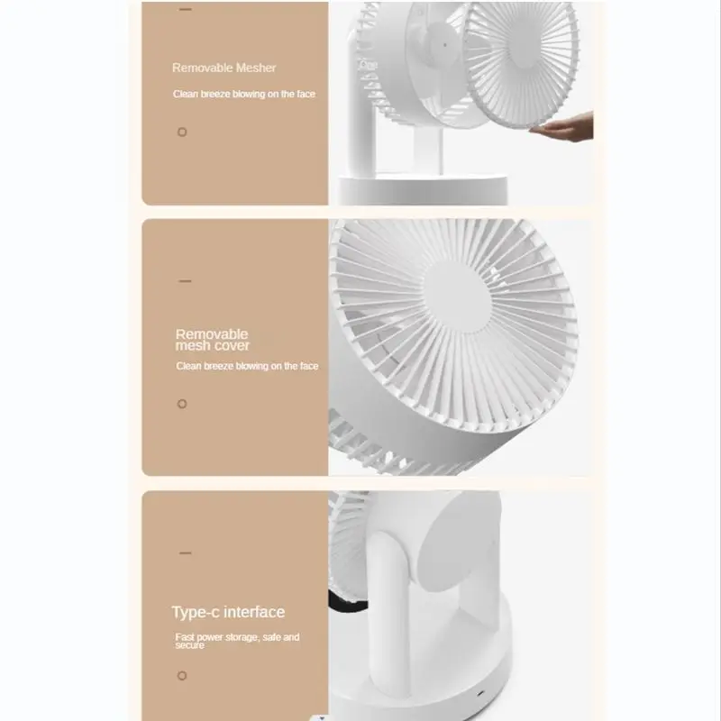 AA10RR Portable Fan with LED Light 4000MAh Rechargeable Digital Display Remote Control Fan Summer Fan Bedroom Desk Cooling
