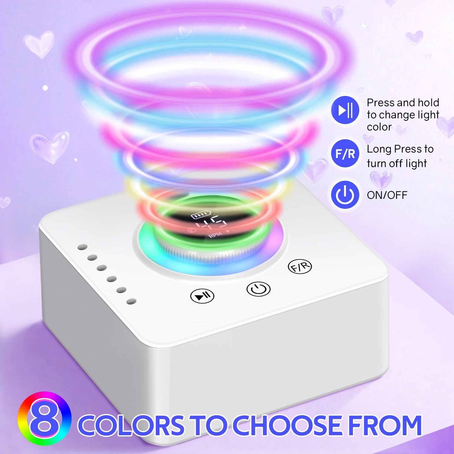 Trapano per unghie portatile con 8 luci colorate, 45000 giri/min, 36 W, display LCD, USB tipo C ricaricabile – Verde/Rosa/Bianco