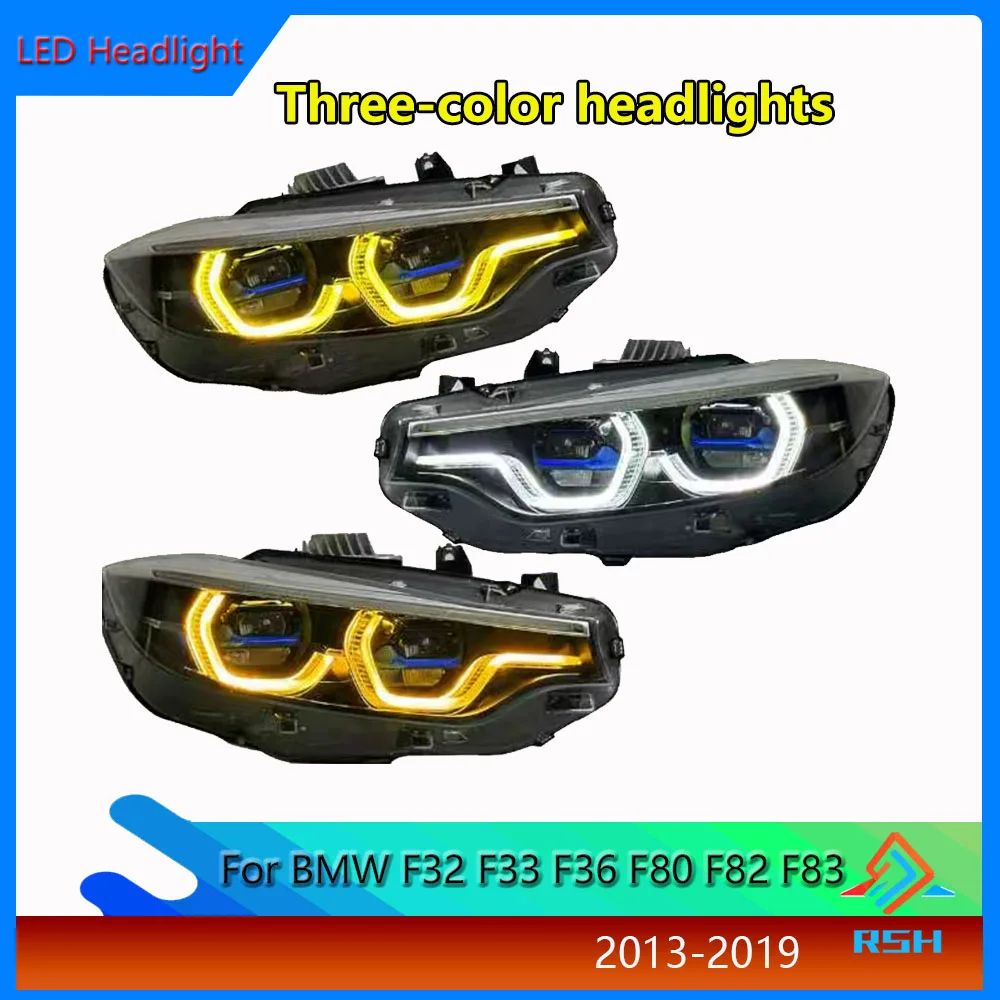 

Auto Parts For BMW 4Series F32 F33 F36 F80 F82 F83 M4 2014-2019 Modified Yellow White And Amber Three-Color Headlights Assembly