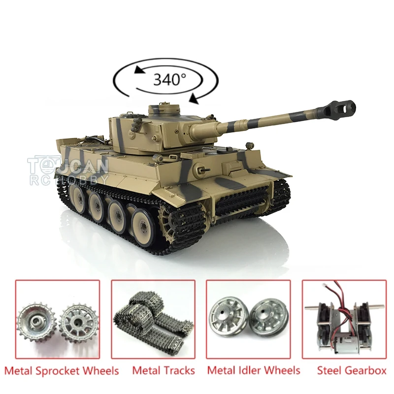 1/16 HENG LONG Model 7.0 Upgraded Metal Version German Tiger I RTR RC Tank 3818 Remote Control Car Boys for Toys TH19104-SMT4