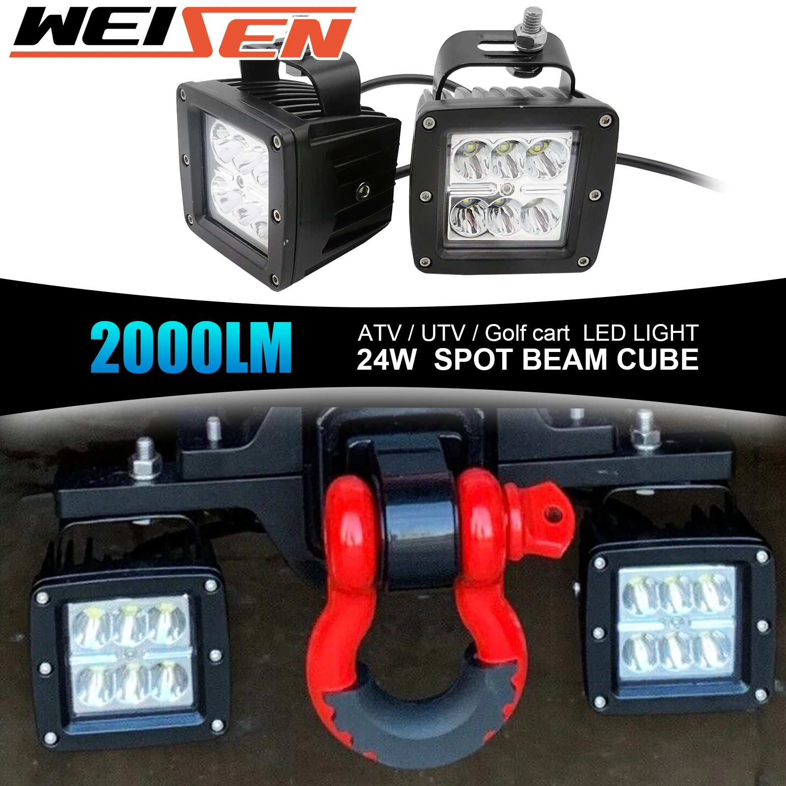 Universal 2pcs 24 W 12V/24V LED Work Light  for Off-road Vehicle Lighting, Emergency & Rescue Lighting, ATV/UTV/Golf Cart Boat