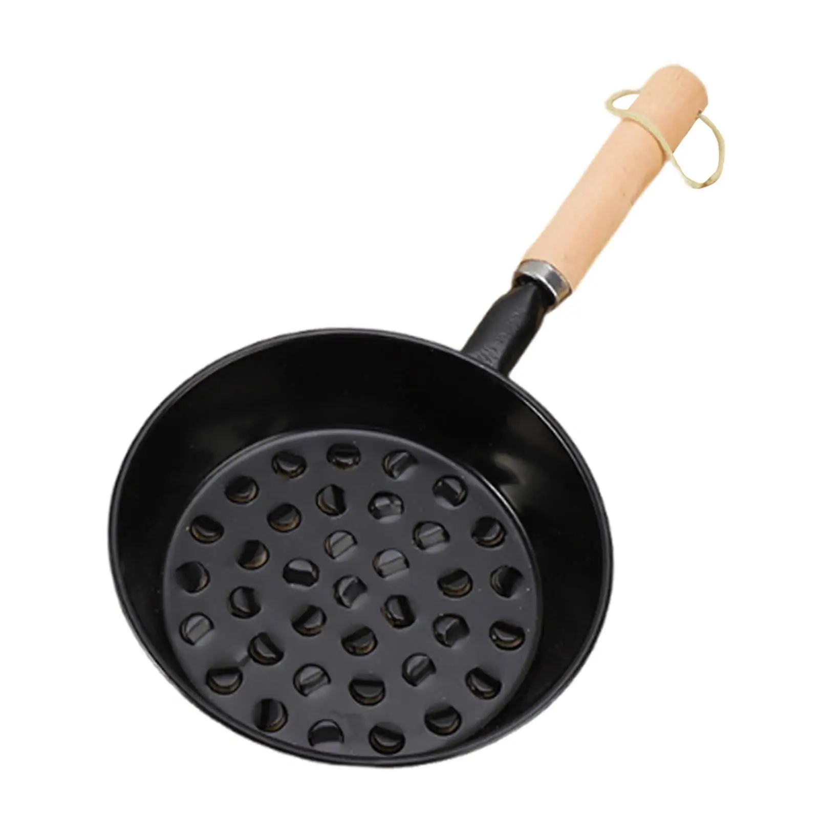 Charcoal Fire Starter Portable Container Iron Easy to Use Tray with Wood Handle Mini Hot Pot for Camping Grilling Travel Garden